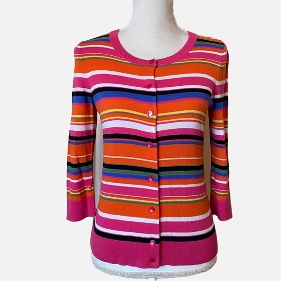 Talbots Rainbow Stripe Button Down Cardigan Sweater - Picture 1 of 8